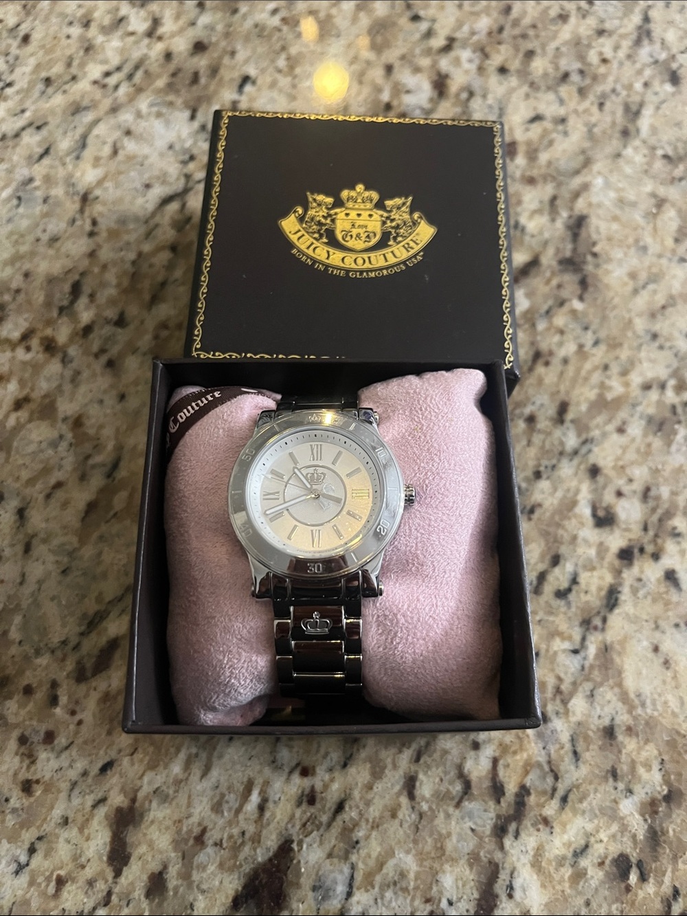 Juicy Couture Silver Watch with Pink Pillow